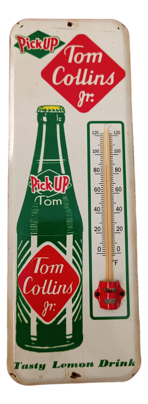 Premium Vintage Style Tom Collins Jr. Lemon Drink Advertising Thermometer Sign
