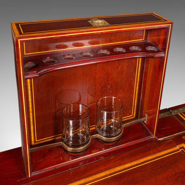 Antique Cocktail Cabinet, English, Counterweighted Bar, Albert Barker, Victorian For Sale - Image 9 of 12