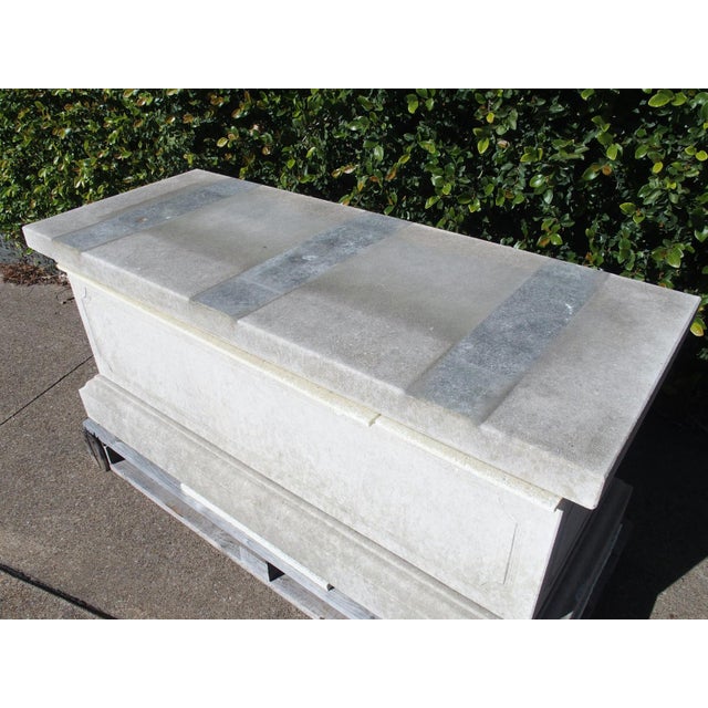 Stone Gray Pair of Large Italian Neoclassical Style Pedestals in Carved Limestone For Sale - Image 8 of 18