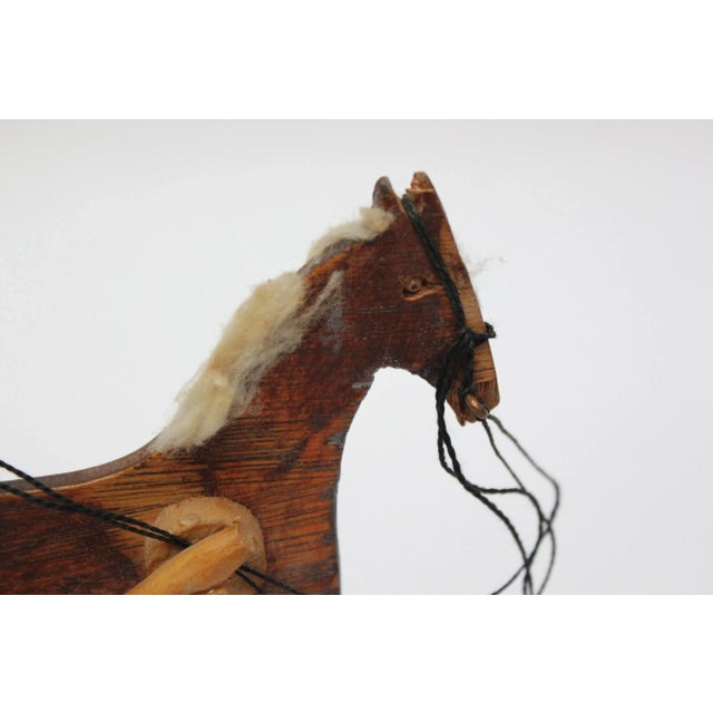 1930s Hand-Carved Folk Art Horse Pulled Cart For Sale - Image 5 of 12
