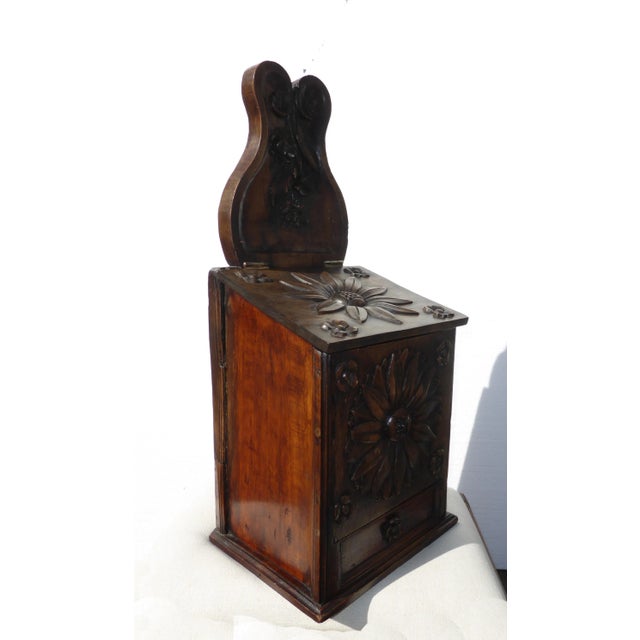 Vintage Floral Motif Carved Wood Box For Sale - Image 4 of 11