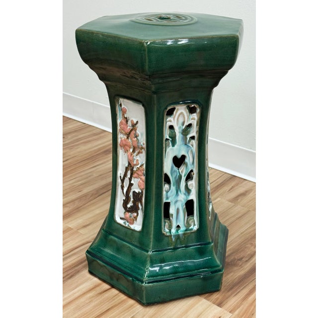 Vintage Majolica Style Garden Stool For Sale In Kansas City - Image 6 of 12