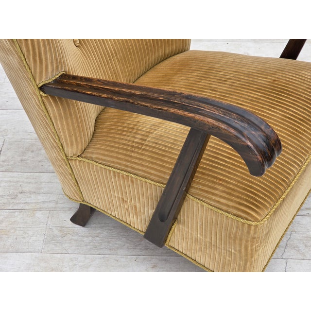 Danish Beech Armchair with Corduro Upholstery, 1950s, For Sale - Image 18 of 18