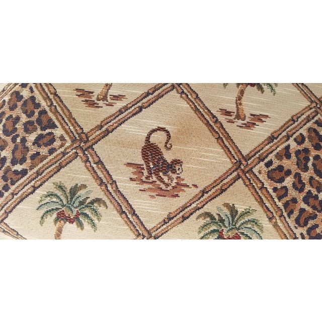 Hollywood Regency Style Rope & Tassel Carved Wood Frame Ottoman For Sale In Miami - Image 6 of 10