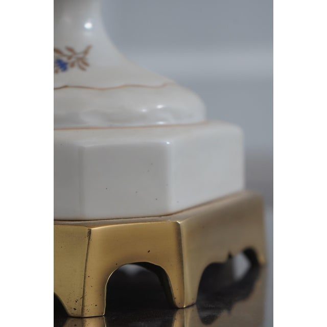 White 1970s Pair Paul Hanson Design Floral Porcelain Table Lamps For Sale - Image 8 of 13