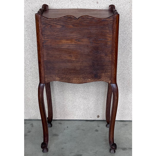 Wood 20th Pair of Dark Walnut Nightstands Tables With Drawer and Open Shelf For Sale - Image 7 of 12