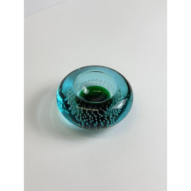 Green and Blue Bullicante Murano Glass Bowl by Galliano Ferro, 1960s For Sale - Image 9 of 10