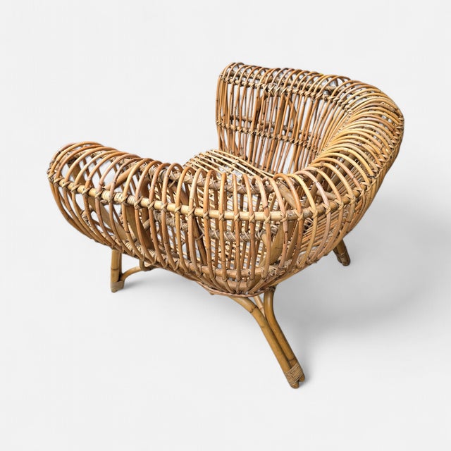Late 20th Century Attributed to Franco Albini Italian Pencil Reed Rattan Chair For Sale - Image 15 of 16