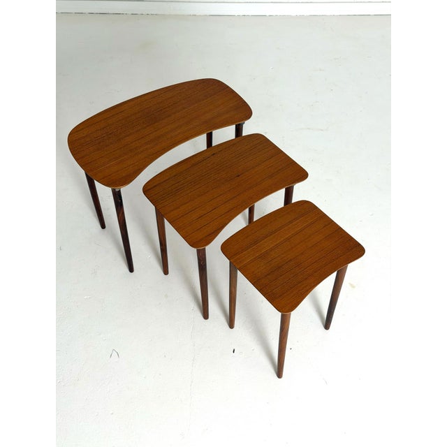 Wood Danish Teak Nesting Tables, 1960s, Set of 3 For Sale - Image 7 of 10