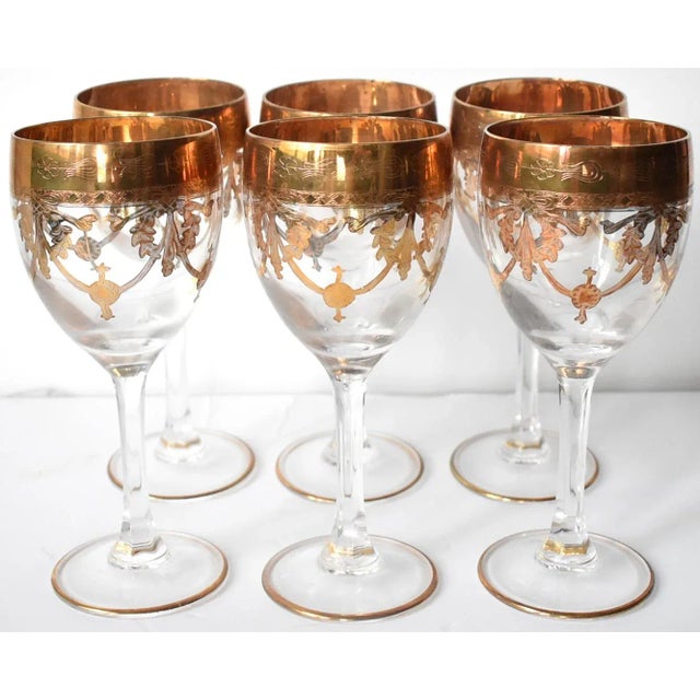Set of 6 Murano Italian 24k Gold Overlay Wine Glasses For Sale In San Francisco - Image 6 of 6