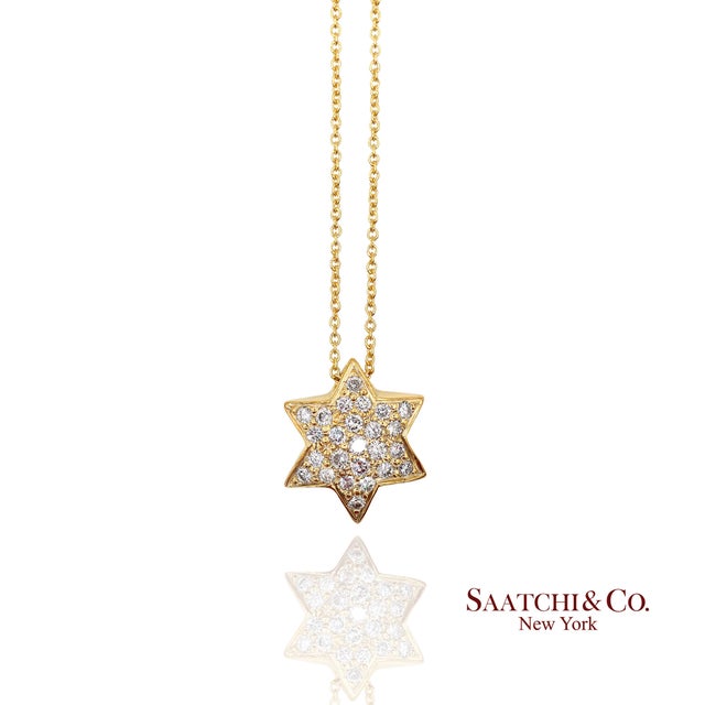Natural Diamond Star Shape Pendant Necklace with Chain Metal Type: 18k Yellow Gold Total Item Weight: 4.4 Grams Total...
