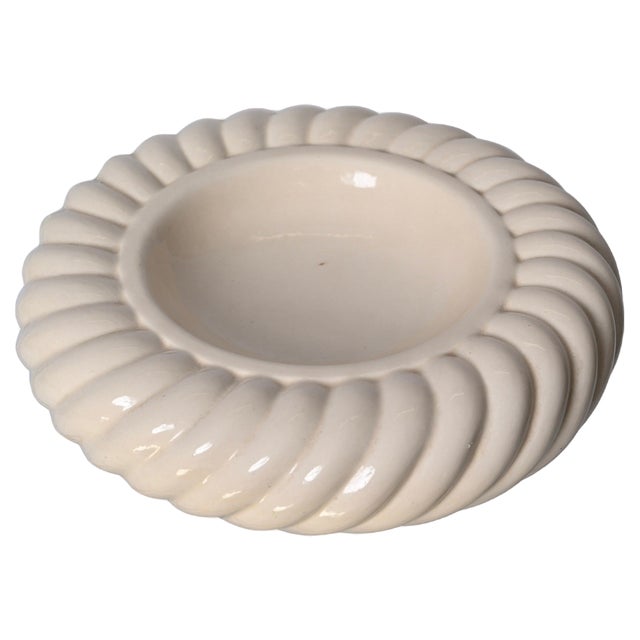 Mid-Century Italian White Ceramic Ashtray by Tommaso Barbi, 1960s For Sale