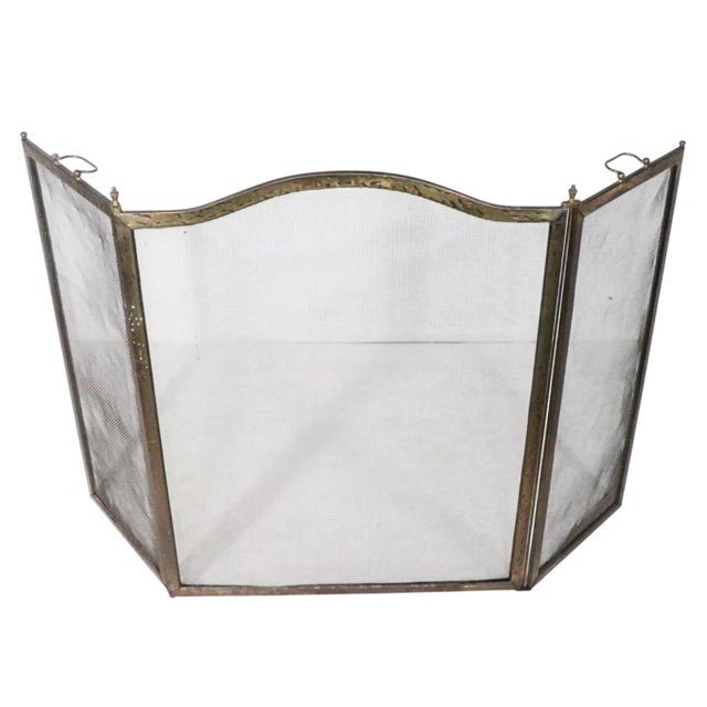 Early 20th Century Vintage Arts and Crafts Three Fold Fireplace Screen Spark Guard For Sale - Image 5 of 13
