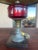 Antique Cranberry Glass Electrified Metal Base Table Lamp For Sale In Santa Fe - Image 6 of 8