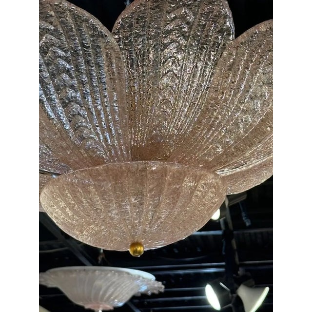 Early 21st Century Modern Pink Murano Glass Flush Mount Chandelier For Sale - Image 5 of 6