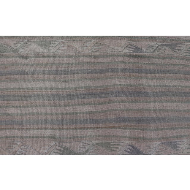 Vintage Turkish Kilim With Soft Blue, Sage, and Sand Striped Design For Sale - Image 9 of 11
