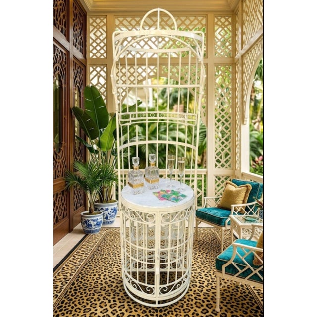 Vintage Massive Lacquered Iron Marble White 28 Bottle Freestanding Pagoda Top Wine Rack Holder For Sale - Image 11 of 11