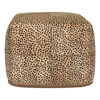 Leopard Pattern Hide Pouf Ottoman For Sale