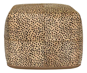 Leopard Pattern Hide Pouf Ottoman
