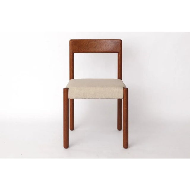 Mid-Century Oak Dining Chair with Light Grey Upholstery, 1960s For Sale - Image 9 of 10