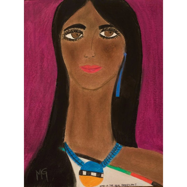 2019 “American” Contemporary Expressionist Pastel Portrait Drawing on Paper by Maria Grazia Facciolà For Sale