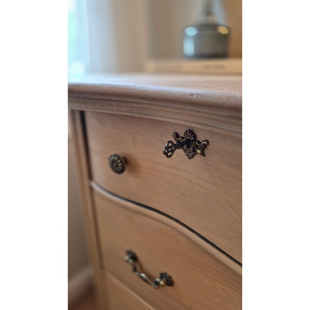 Taupe Restored Antique 4 Drawer Dresser With Original Mirror For Sale - Image 8 of 10
