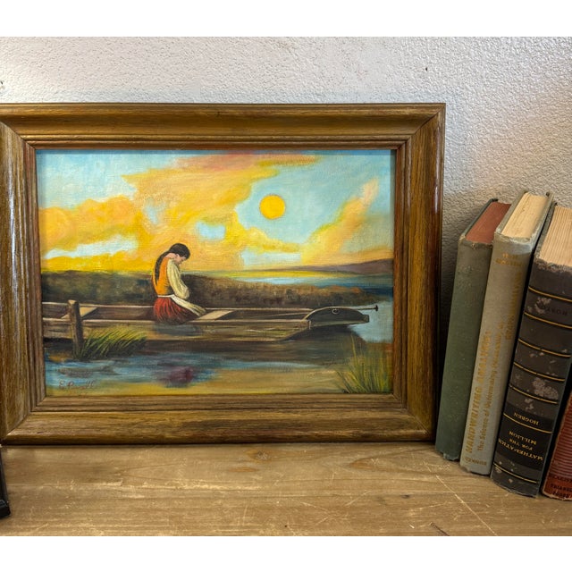 Saffron Painting on Canvas 1967, “Alone and Forsaken," a Well-Known Moody Scene Often Attributed to Heinrich Vosberg For Sale - Image 8 of 9
