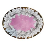 Vintage Fornasetti Style Pink Splatter Luster Platter For Sale