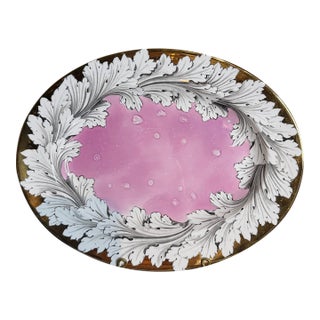 Vintage Fornasetti Style Pink Splatter Luster Platter For Sale