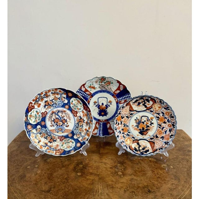 Ceramic Large Antique Japanese Imari Plates, 1900, Set of 3 For Sale - Image 7 of 8
