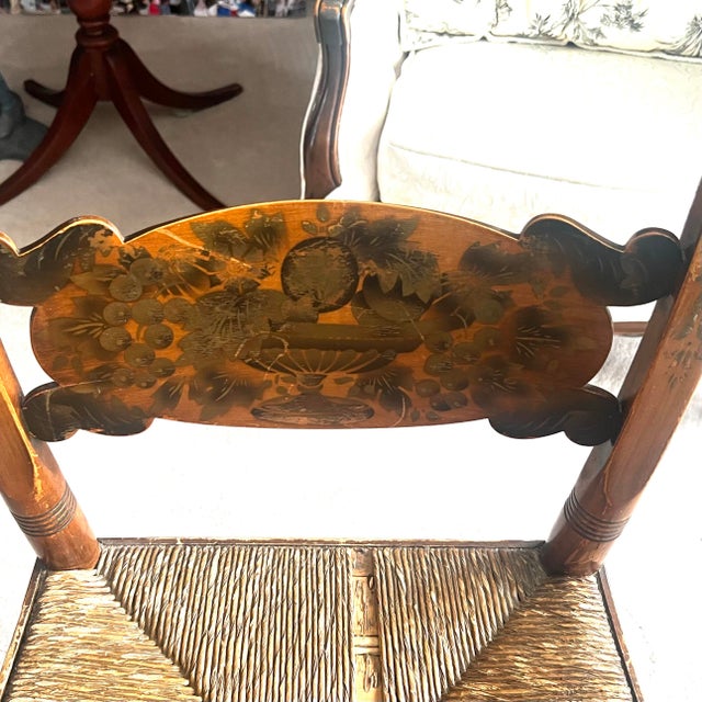 Brown Vintage Hitchcock Rush Seat Chairs - Set of 4 For Sale - Image 8 of 12