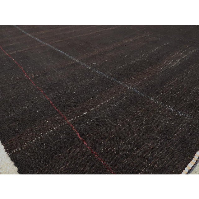 Black Galerie Shabab Collection Mid-20th Century Turkish Tribal Kilim Room Size Carpet in Dark Brown and Black For Sale - Image 8 of 9