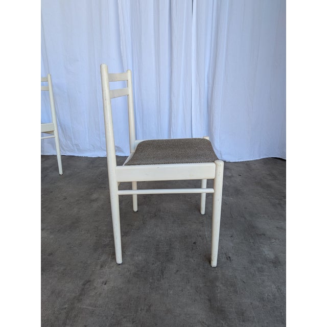 Vintage White Wooden Chair with Fabric Seat, 1970s For Sale - Image 4 of 18