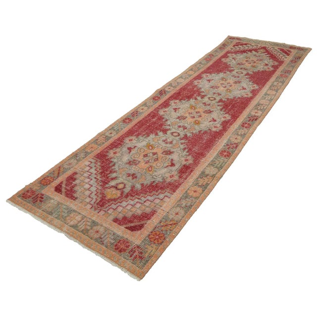 Turkish Distressed Vintage Turkish Runner- 3′1″ × 9′5″ For Sale - Image 3 of 7
