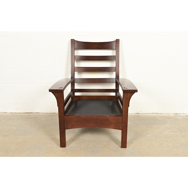 Early 21st Century Stickley Mission Oak Arts & Crafts Lounge Chair For Sale - Image 5 of 15