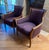 TWO (2) French Louis XVI-style Bergere Chairs in custom purple tamesa silk with paint/gilt wood detailing finish.