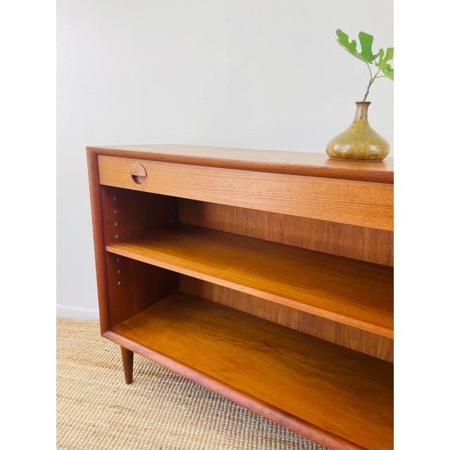 Vintage 1960s Danish Modern Teak Mini Credenza Cabinet With Bookshelf For Sale In Palm Springs - Image 6 of 16