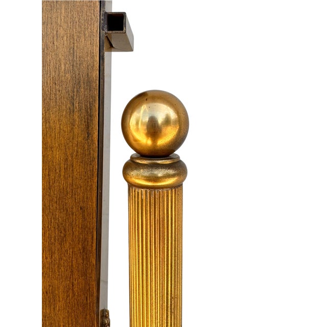 Brass Neoclassical Hollywood Regency Brass-Clad Mahogany Vanity Dressing Mirror For Sale - Image 8 of 13