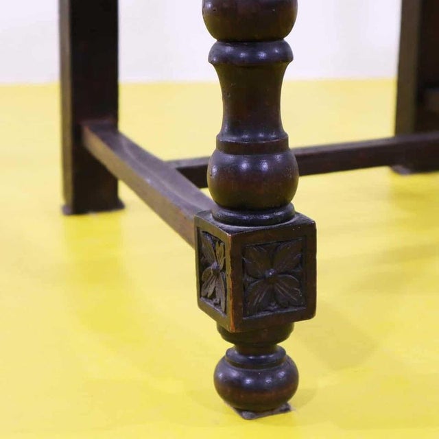 2000 - 2009 Renaissance Style Chair in Wood and Leather with Studs For Sale - Image 5 of 13