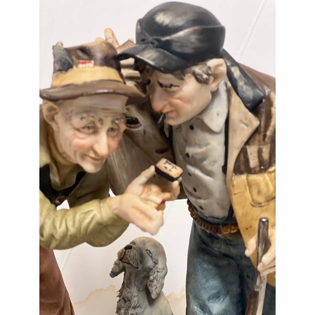 Brown Vintage Large Capodimonte Porcelain Figurine of Rabbit Hunters With Dog For Sale - Image 8 of 10