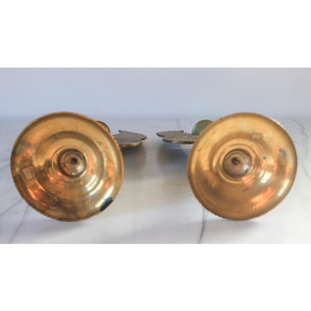 Vintage Brass Angel Wing Candle Holders - a Pair For Sale - Image 9 of 9