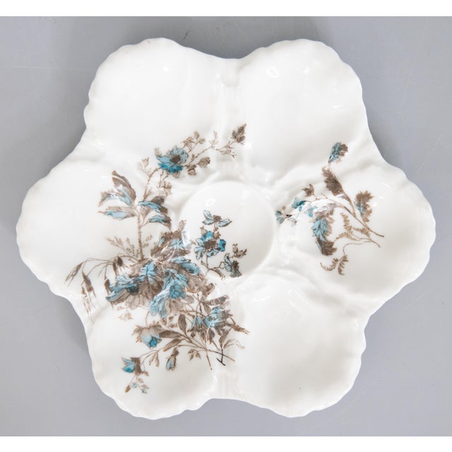 Ceramic Antique 19th Century French Limoges Porcelain Floral Oyster Plate For Sale - Image 7 of 7