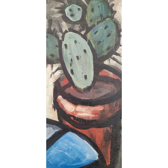 William Goliasch, Still Life with Watering Can and Cacti, 1960s, Oil and Gouache on Wood, Framed For Sale - Image 4 of 10