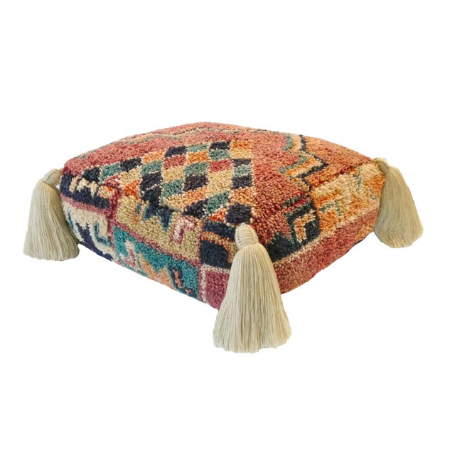 Vintage Berber Wool Pouf For Sale