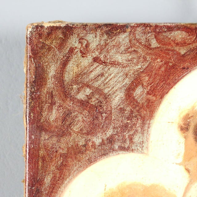 Textile Dante Carnelli, Saint Anthony of Padua with Jesus, Oil Painting on Canvas, Framed For Sale - Image 7 of 11