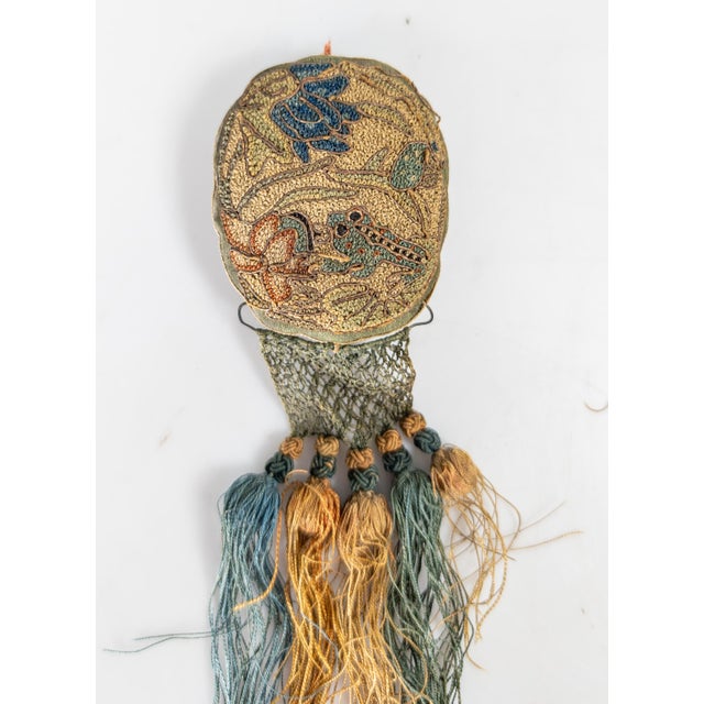 19th Century Chinese Silk Embroidered Forbidden Stitch Robe or Hair Embellishment For Sale - Image 10 of 13