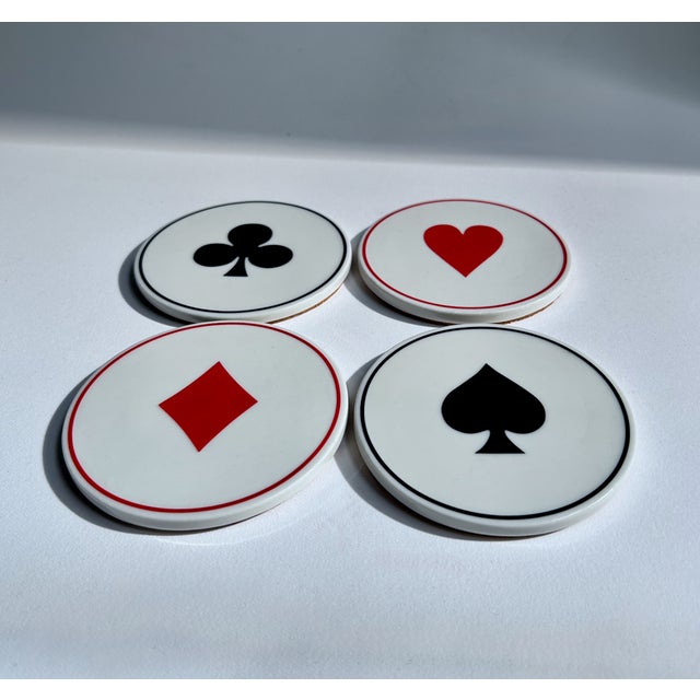 Vintage Modern "Ace" Ceramic Coasters, Set of 4 For Sale In New York - Image 6 of 17