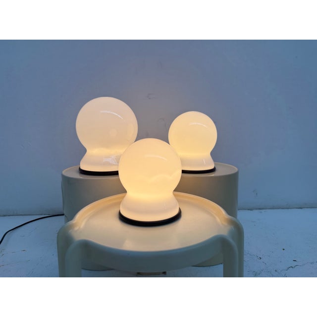 Set of "scafandro" table lamps designed by sergio asti in 1968 for candle/fontana arte, three different sizes, version d2,...