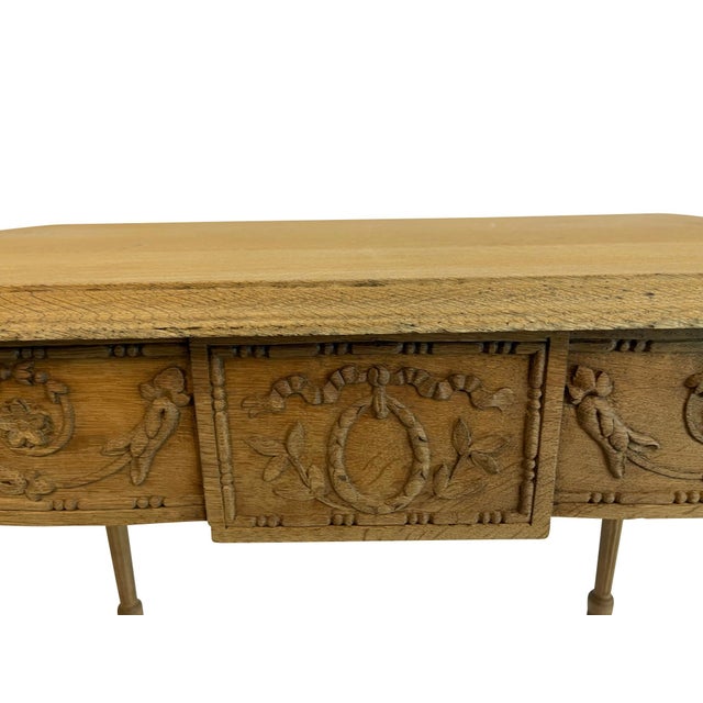 19th Century French Louis XVI Bleached Oak Side Table with Neoclassical Carved Designs For Sale - Image 13 of 18