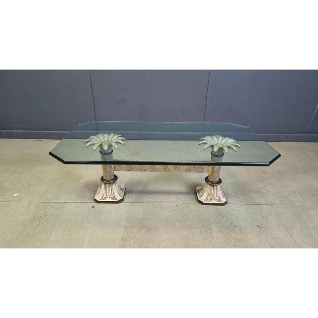 Vintage Cast Iron and Glass Flower Coffee Table, 1960s For Sale - Image 8 of 10